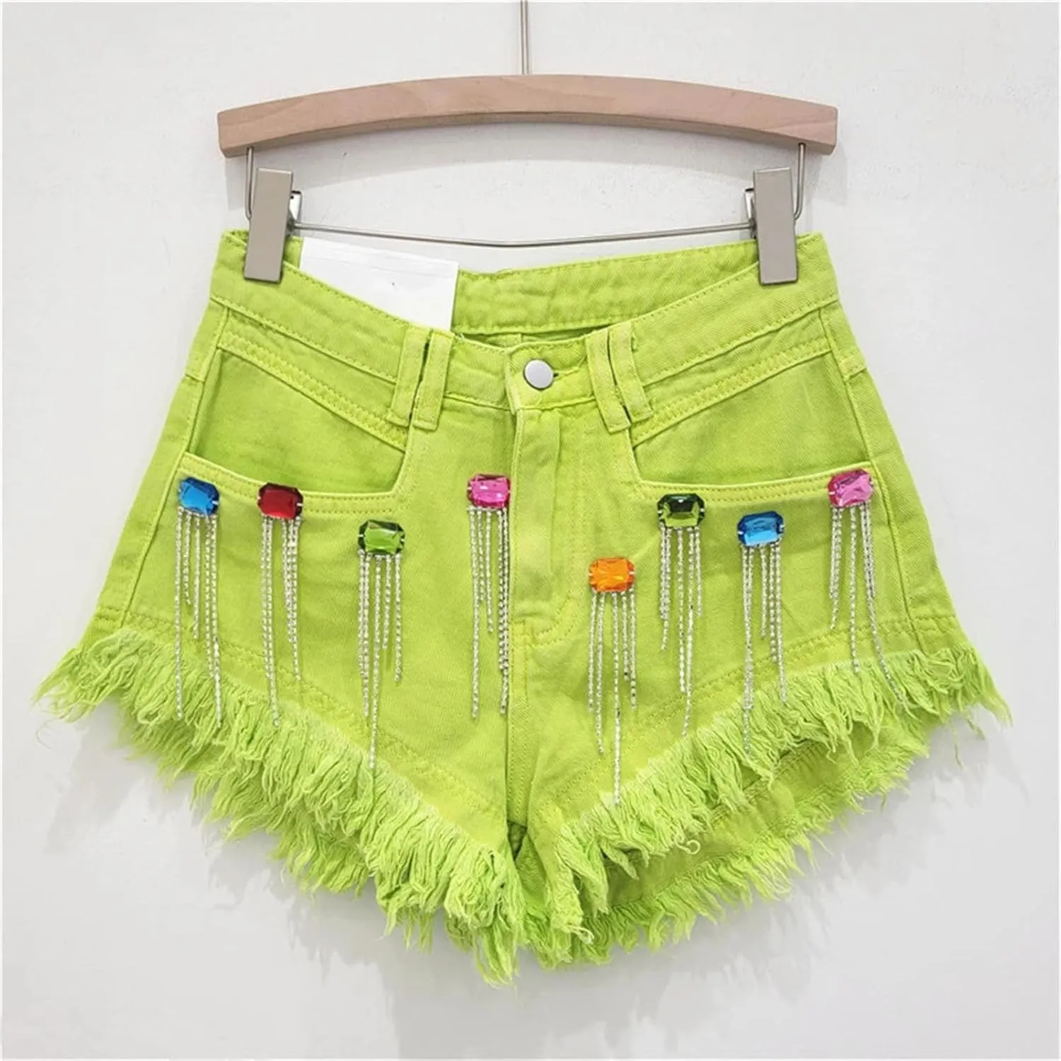 Women’s Frayed Hem Denim Shorts Spring Summer High Waist Retro Casual Wide-Leg