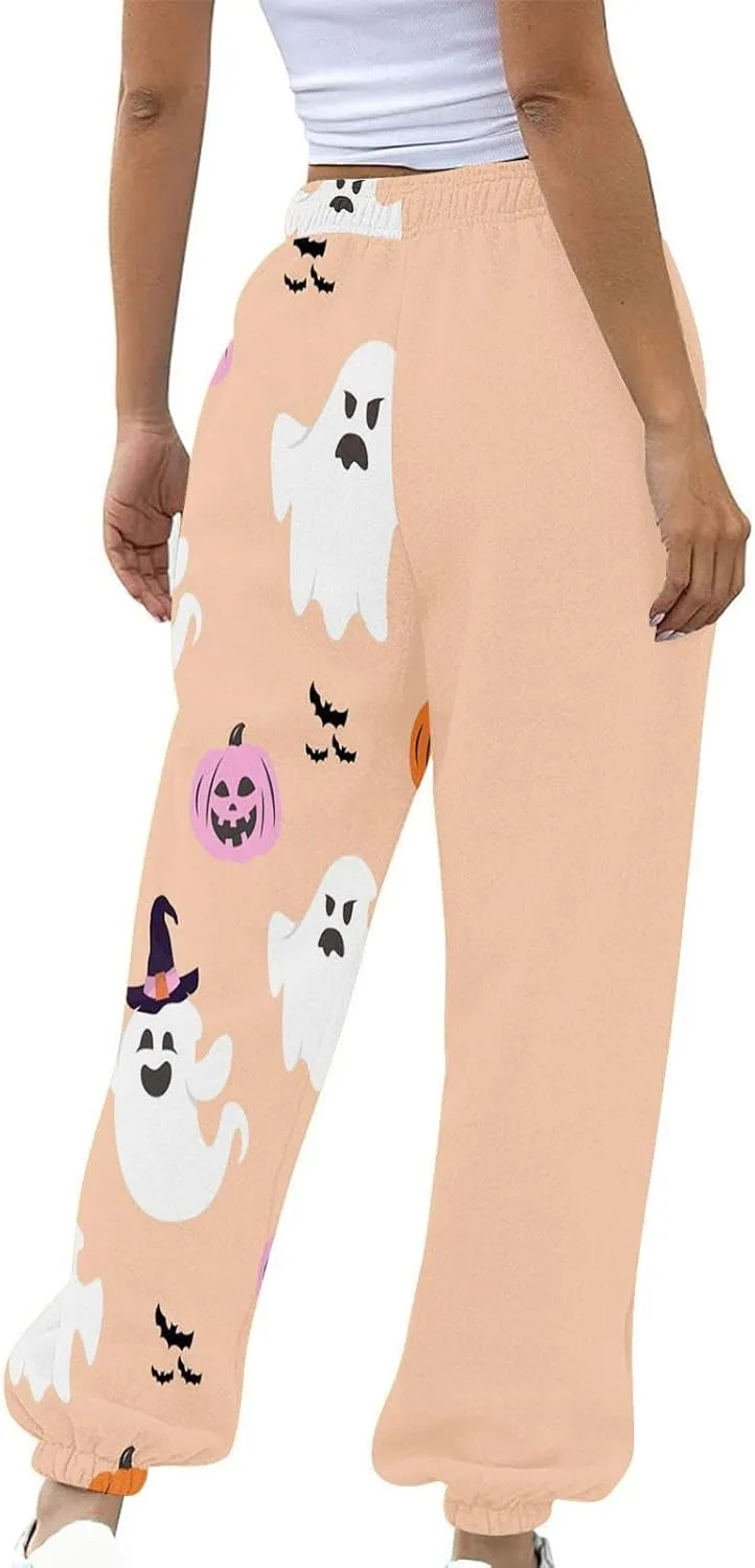 Womens Halloween Elastic Waist Pants Workout High Waisted Yoga Pants with Pockets Casual Pant with Pockets Halloween