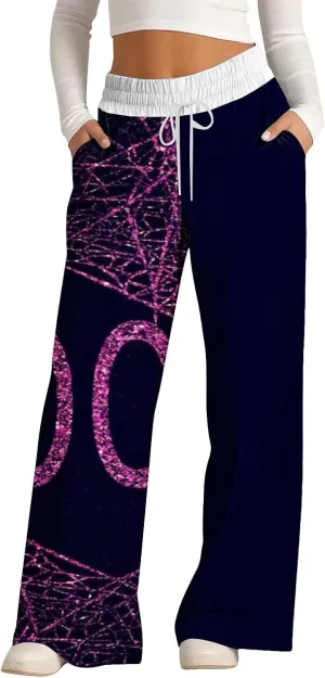 Womens Halloween Sweatpants Lacing Solid Color Waist Waist Wide Leg Casual Pants Womens Cargo Sweatpants Fleece