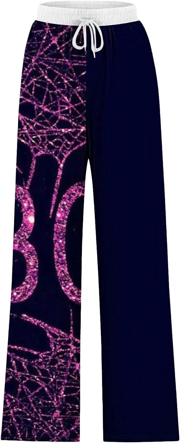 Womens Halloween Sweatpants Lacing Solid Color Waist Waist Wide Leg Casual Pants Womens Cargo Sweatpants Fleece