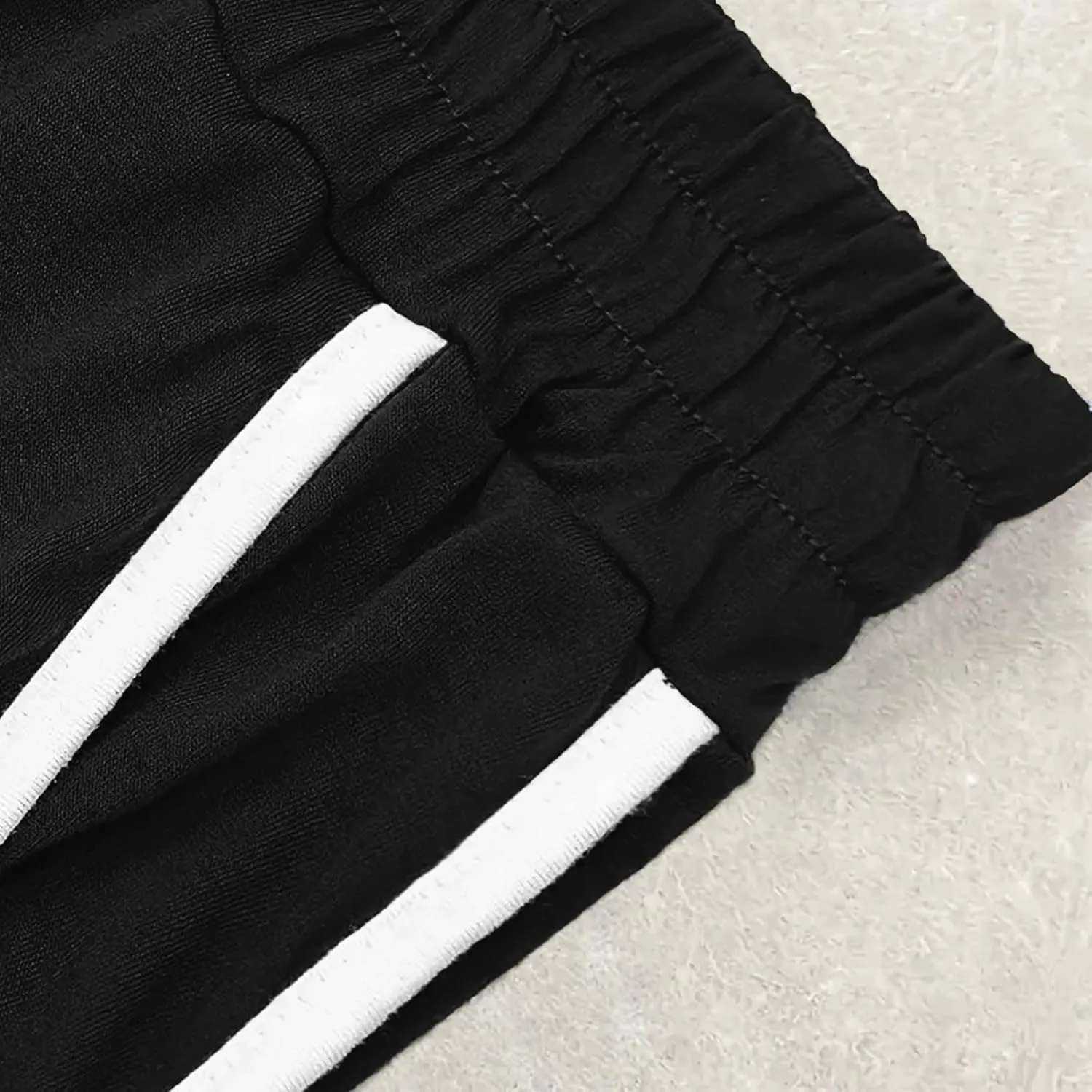 Womens Jogging Capris Stretch Waist Drawstring Pants with Pockets Straight Leg Casual Comfy Athletic Trousers