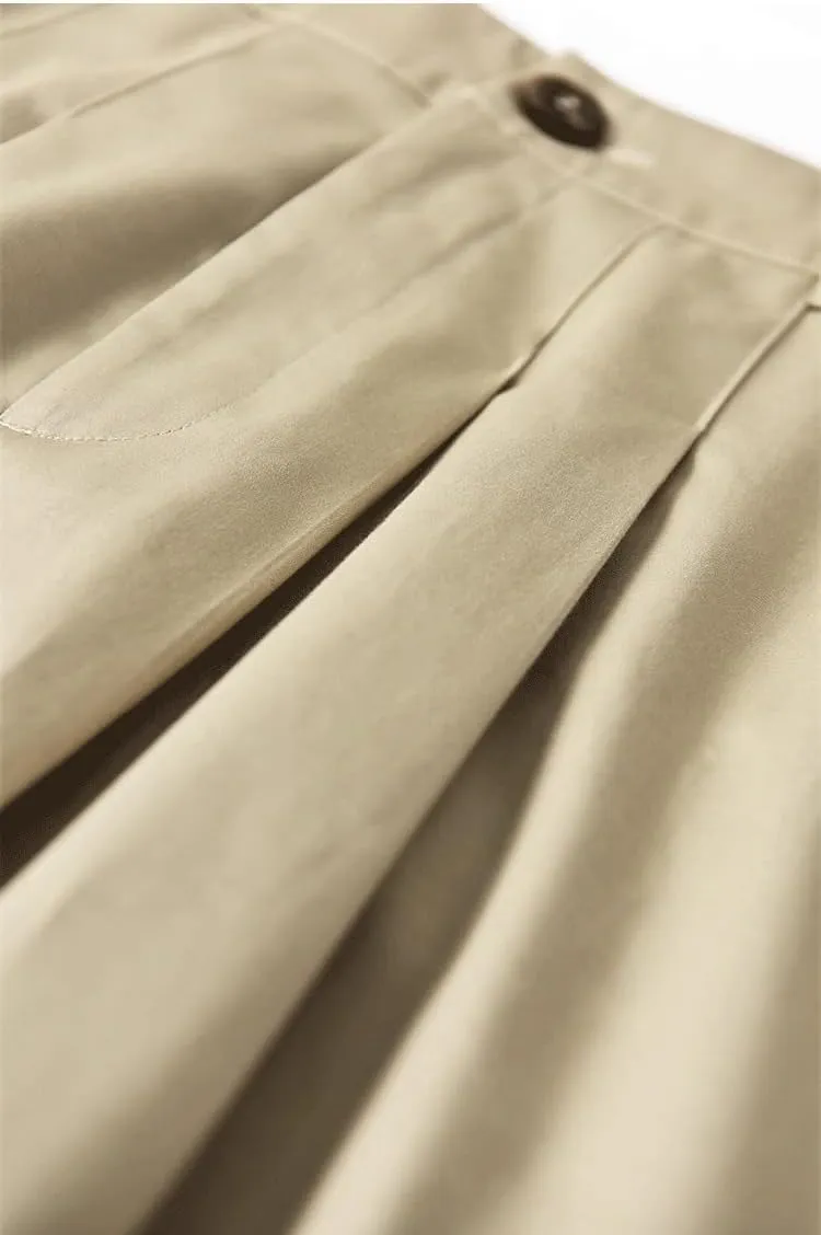 Women's Long Skirt Pocket Mid-Length Over-The-Knee Utility A Line Skirts for Women