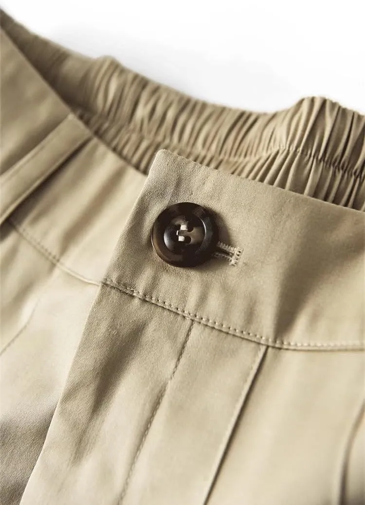 Women's Long Skirt Pocket Mid-Length Over-The-Knee Utility A Line Skirts for Women