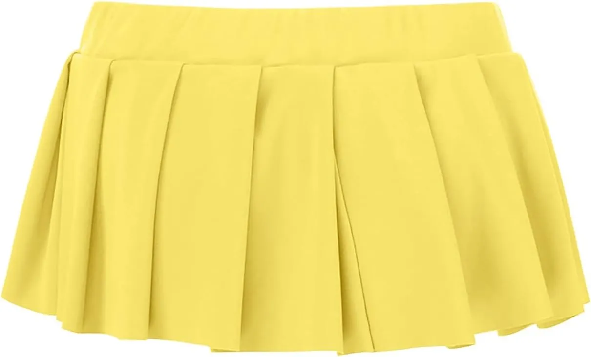 Womens Pleated Skirts Y2k Mini Skirt Casual Short Skirts Micro Ruffle Lingerie Skirt for Schoolgirl Outfits