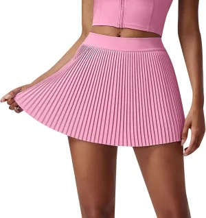 Womens Pleated Tennis Skirts with Pocket Shorts High Waisted Skorts Lightweight Golf Skirt Flowy Athletic Skort