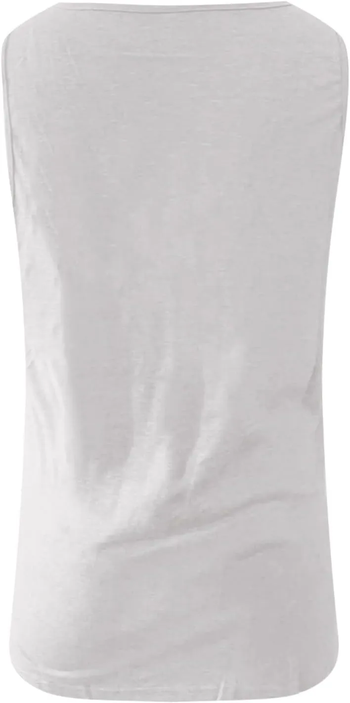 Womens Plus Size Tank Tops U Neck Tanks Summer Sleeveless Henley T-Shirts Tops Casual Button Down Tunics Shirts