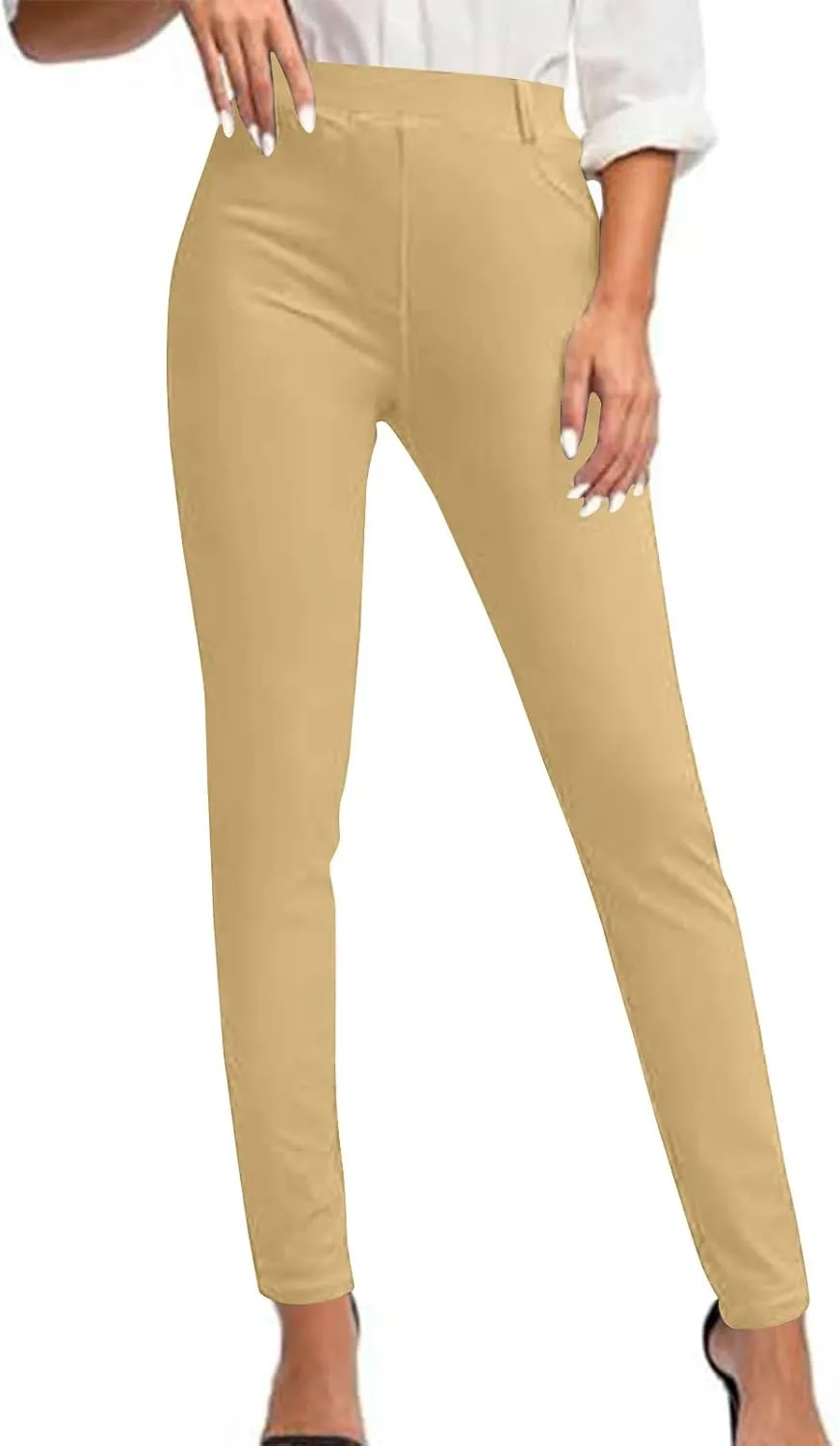 Women's Stretchy Dress Pants Slim Fit Straight Leg Office Pants Tummy Control High Waisted Trousers Slacks