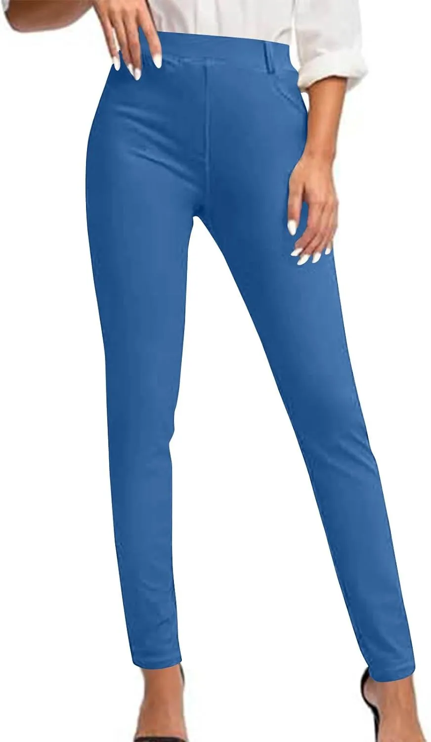 Women's Stretchy Dress Pants Slim Fit Straight Leg Office Pants Tummy Control High Waisted Trousers Slacks
