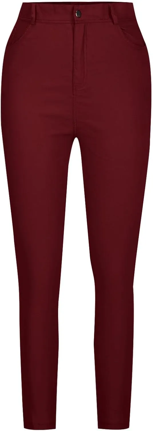 Women's Stretchy Slim Fit Skinny Leg Pull On Jeans with Pockets High Waist Denim Trousers Pants
