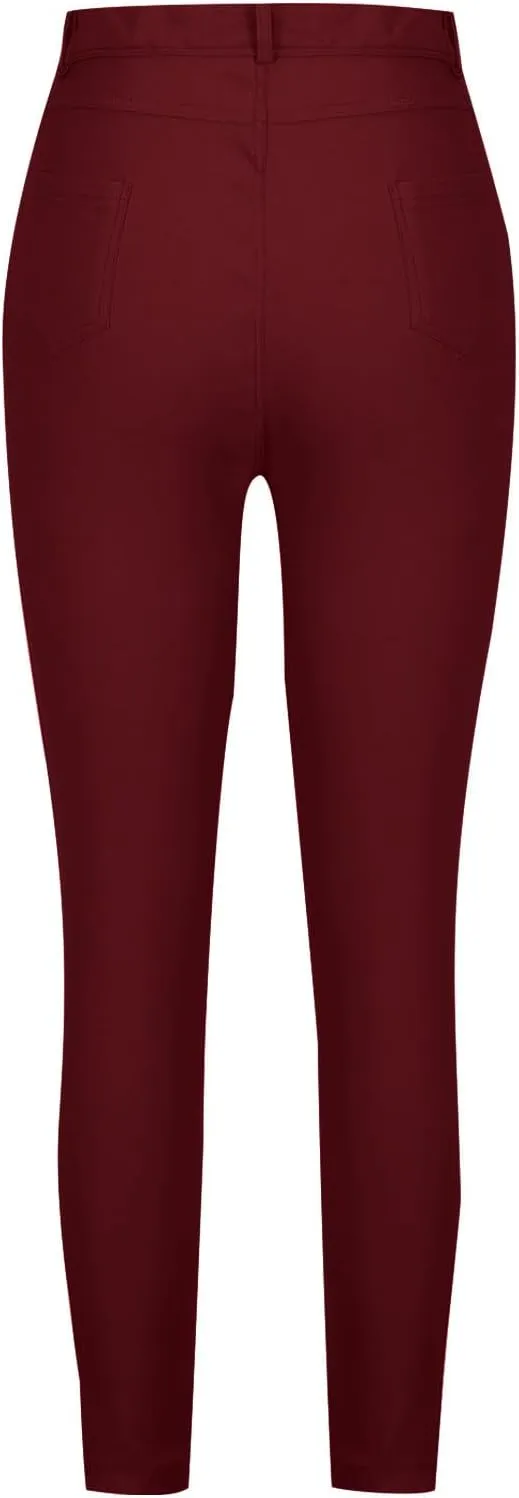 Women's Stretchy Slim Fit Skinny Leg Pull On Jeans with Pockets High Waist Denim Trousers Pants