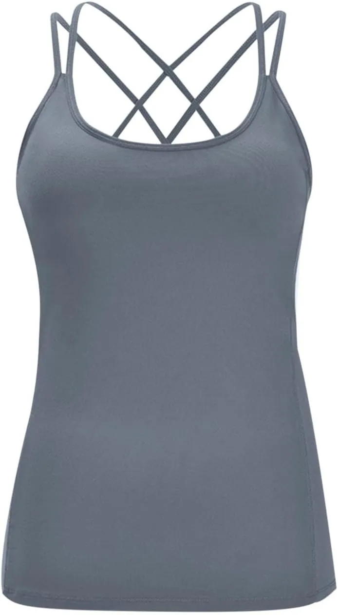 Womens Tank Tops Cross Backless Gym Workout Tops Sleeveless Seamless Running Yoga Shirts Athletic Sports Clothes