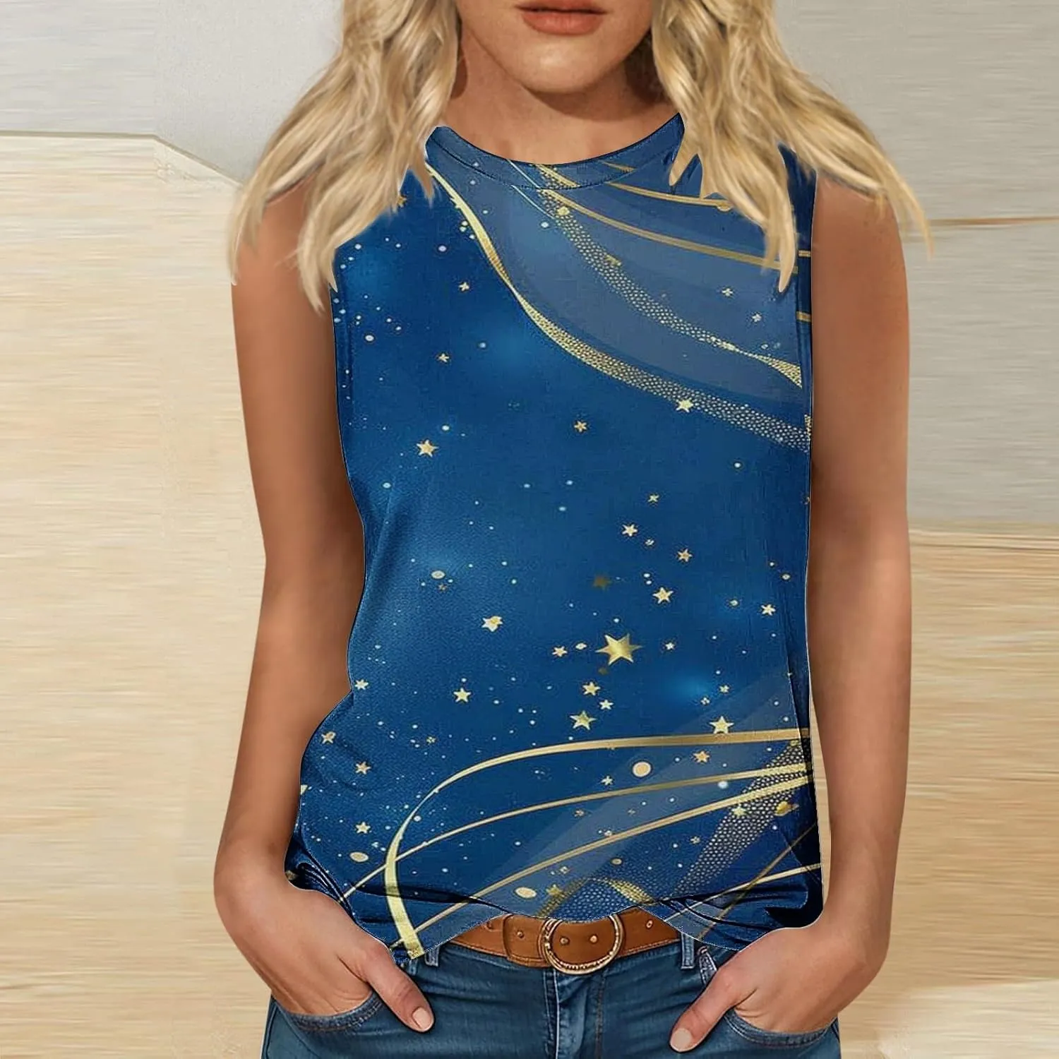 Womens Tank Tops Workout Striped Print Sleeveless Tunic Top Business Comfy Summer Casual Trendy Dressy Camisole 2025