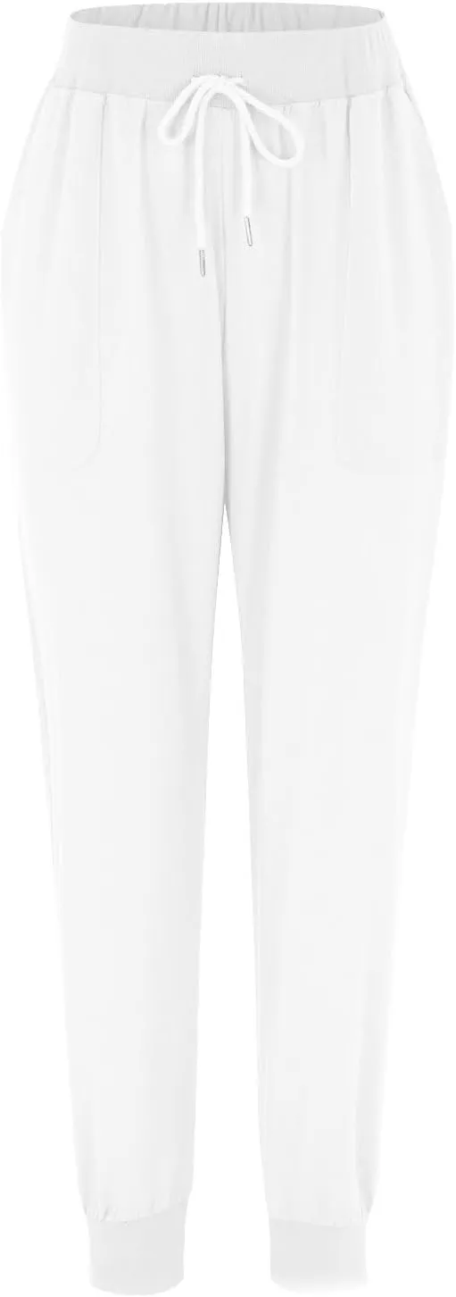 Womens Tapered Pant Summer Lightweight Cotton Linen Pants Drawstring Elastic Waist Loose Fit Casual Pant with Pockets