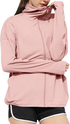 Women's UPF 50  Sun Protection Shirts SPF Lightweight Jacket UV Cooling Hoodie Long Sleeve Full Zip Shirt for Outdoor