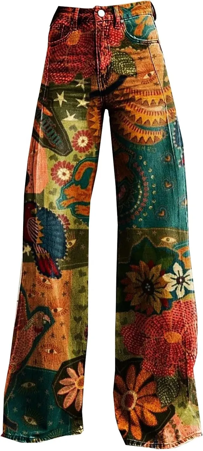Womens Wide Leg Yoga Pants Size Printed Casual Pants Womens Jogger Sweatpants Women Wide Leg Drawstring