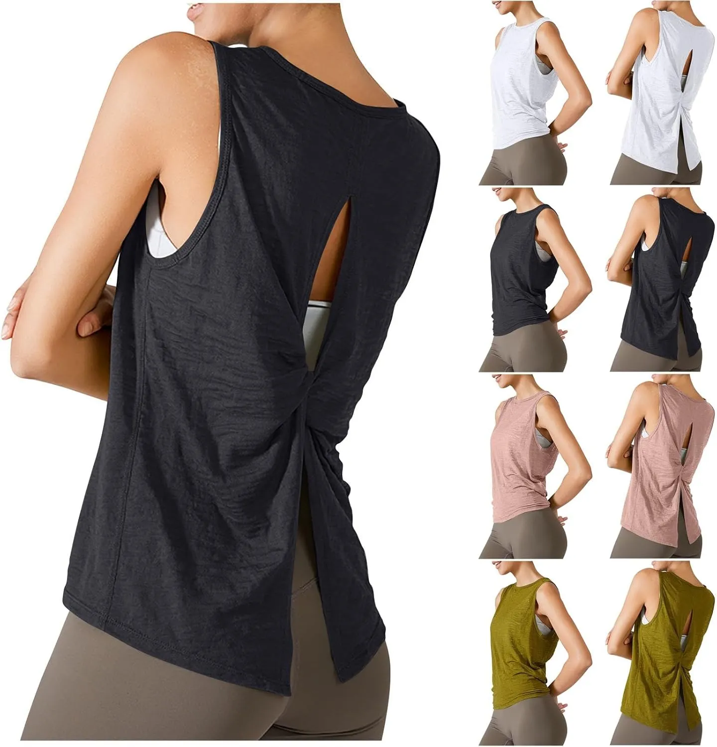 Workout Tank Tops Woman Cross Backless Athletic Yoga Tops Sleeveless Open Back Running Shirts Exercise Gym Clothes
