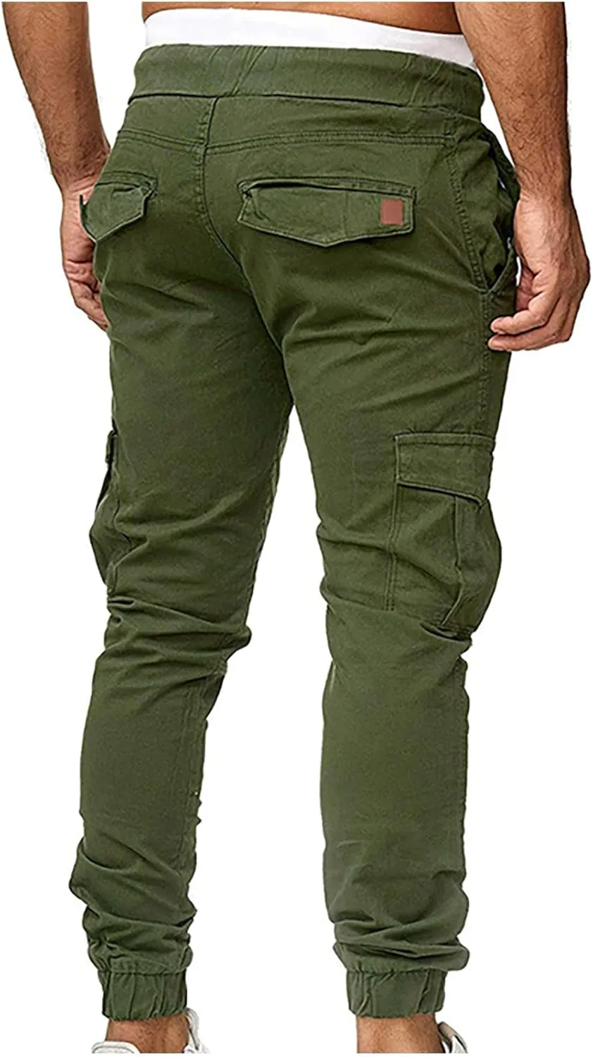 XUNRYAN Cargo Pants Men with Multi Pockets Casual Sweatpants Drawstring Joggers Outdoor Hiking Fishing Pants Activewear