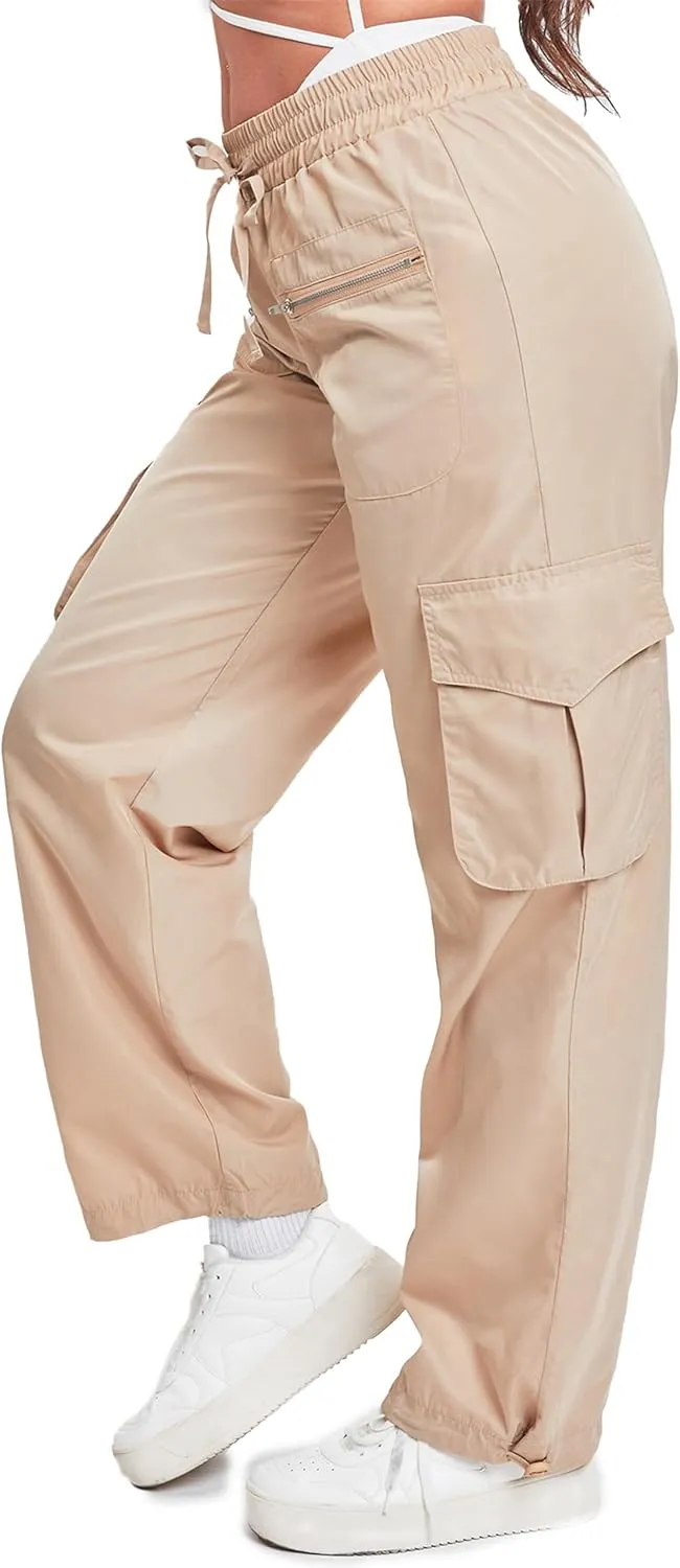 YMI Jeans Women's Nylon Cargo Joggers with Zippers