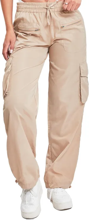 YMI Jeans Women's Nylon Cargo Joggers with Zippers