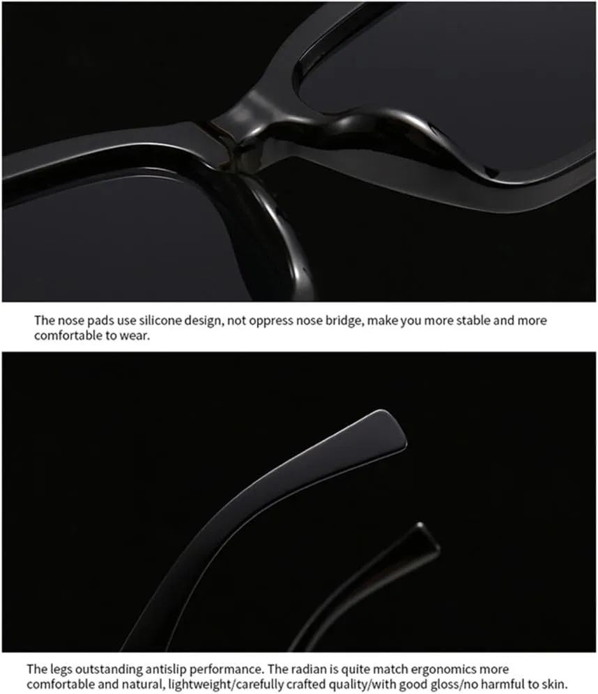 ZIUTNSAV-Cat Eye Sunglasses Vintage Black Oversized Ladies Sunglasses Eyewear UV400