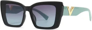 ZIUTNSAV-Cat Eye Sunglasses Vintage Black Oversized Ladies Sunglasses Eyewear UV400
