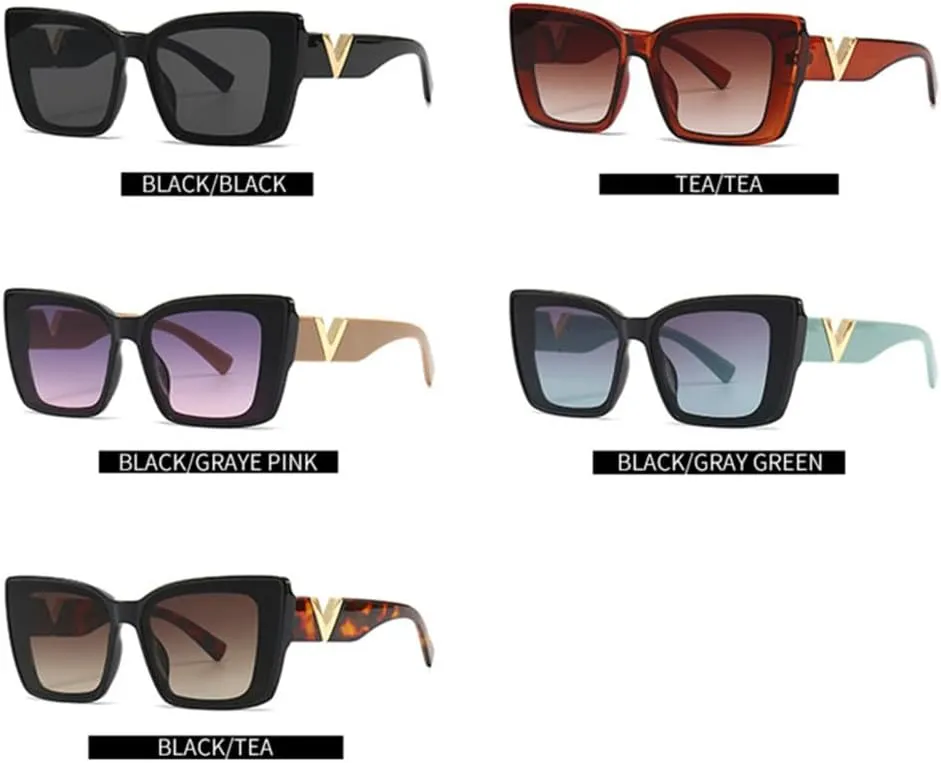ZIUTNSAV-Cat Eye Sunglasses Vintage Black Oversized Ladies Sunglasses Eyewear UV400