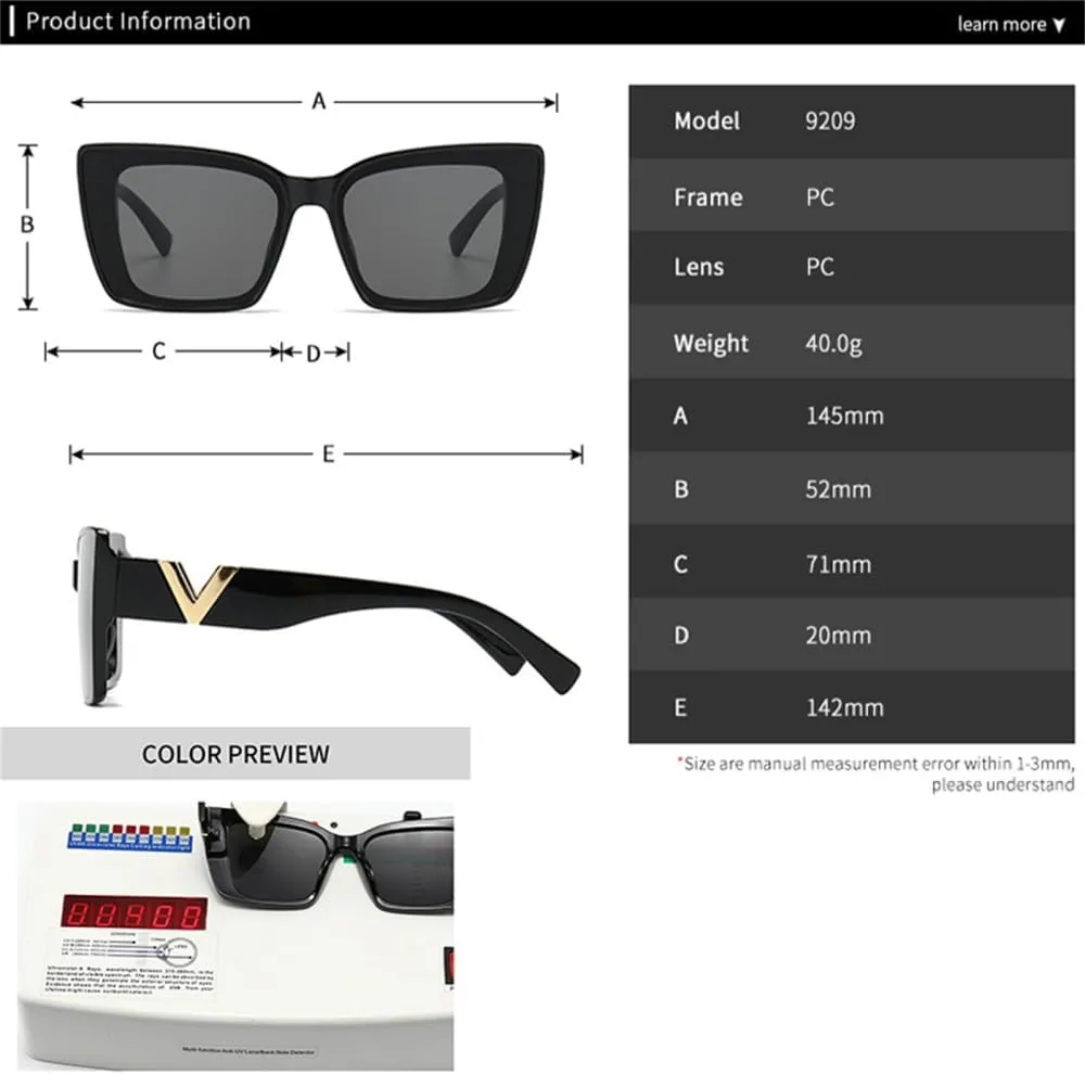 ZIUTNSAV-Cat Eye Sunglasses Vintage Black Oversized Ladies Sunglasses Eyewear UV400